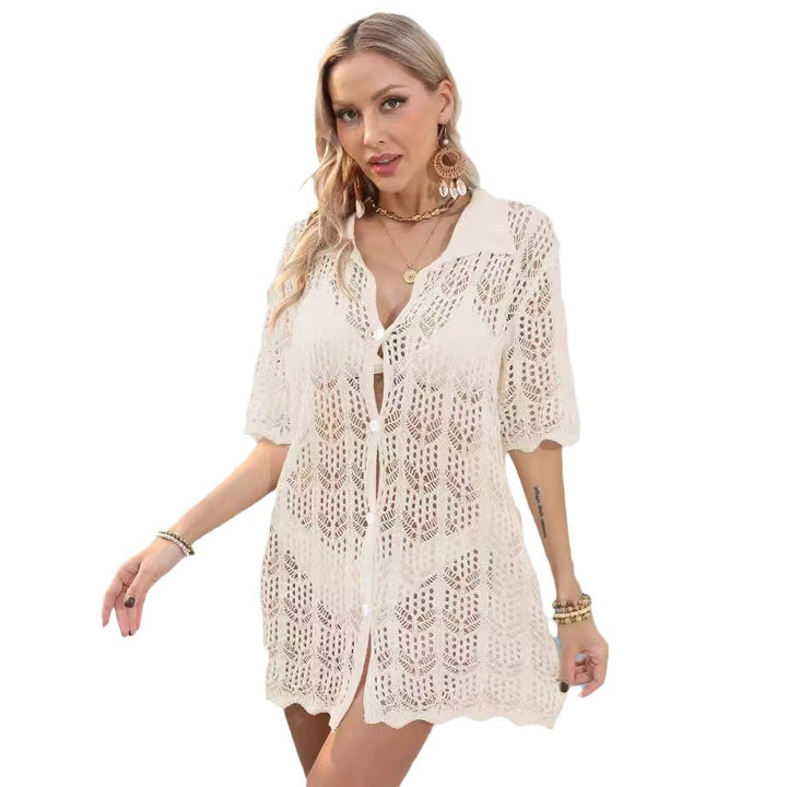 Dame Gennemsigtig Spids Strand-Badeomslag Kimono Stilla