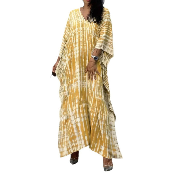 Dame Kaftan Kjole med moderne Aloha-mønster og luftig pasform Stilla