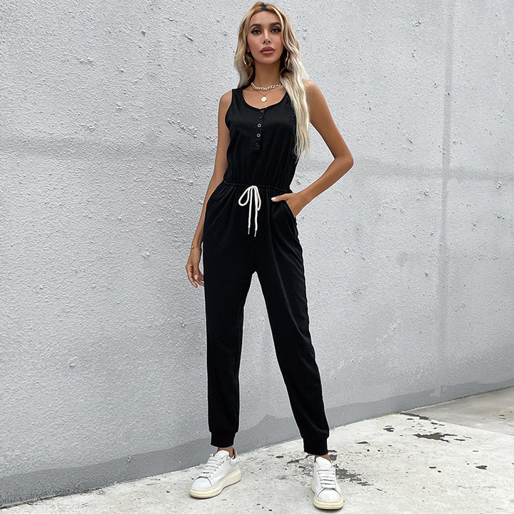 Dame jumpsuit med elastisk taljebånd og praktiske lommer Stilla