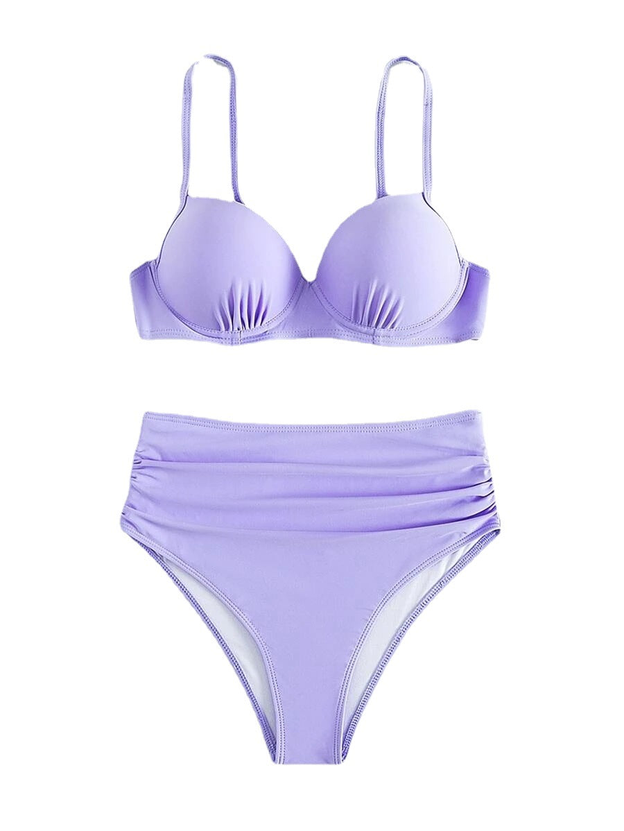 Dame Højskåret Bikini med polstret top og justerbare stropper Stilla