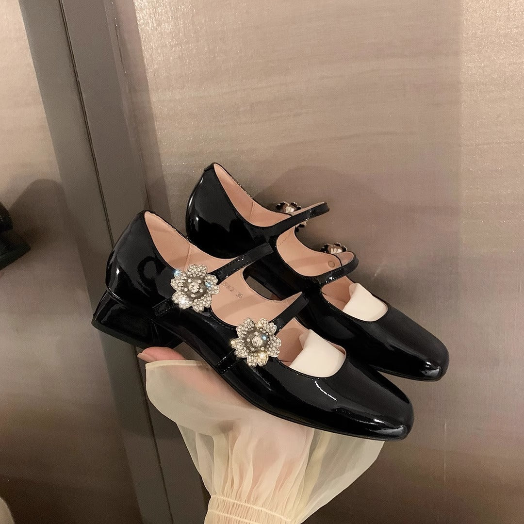 Dame Elegante Blomsterdekorerede Mary Jane Ballerinaer Stilla