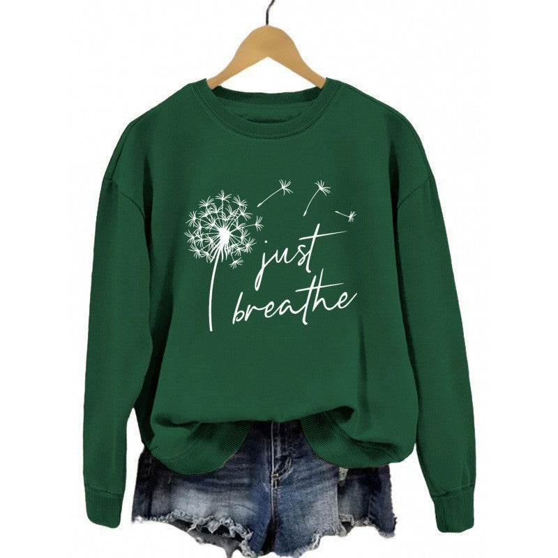 Kvinders sweatshirt med inspirerende mælkebøtte motiv Stilla