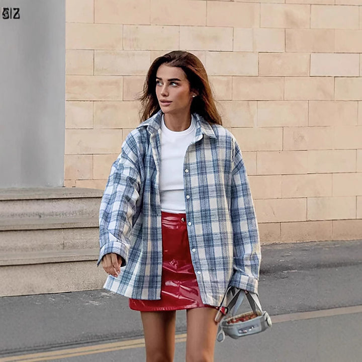 Femme Cozy Plus Size Flannel Skjorte Stilla