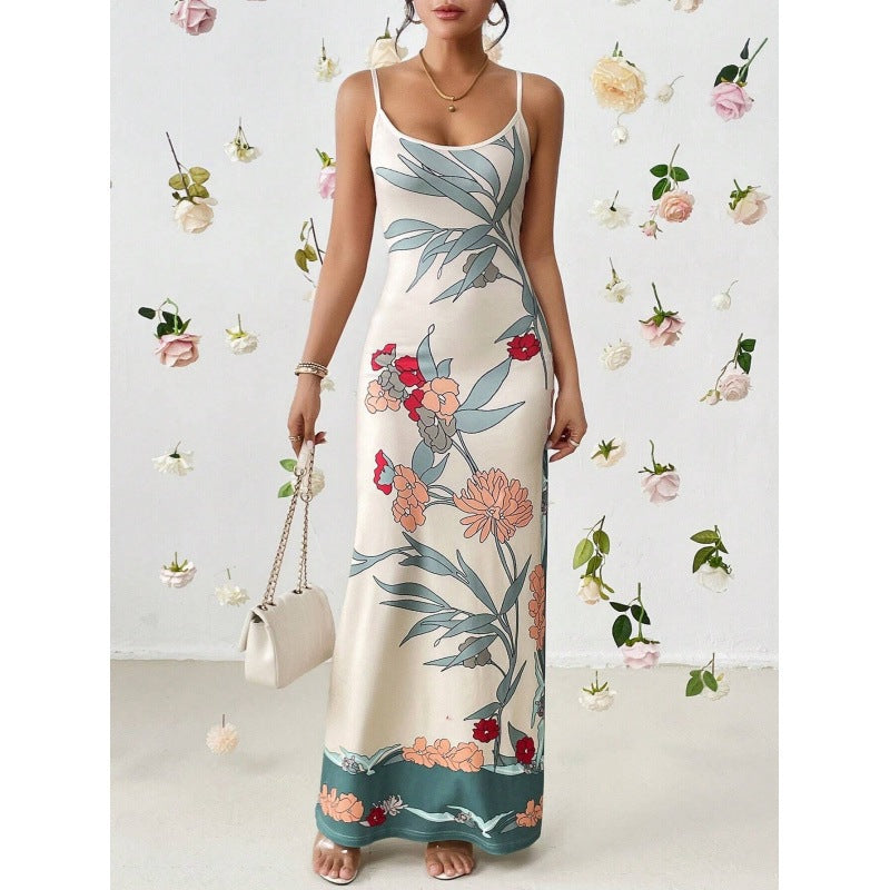 Dame Blomster Spaghetti-stropper Maxi-kjole Stilla