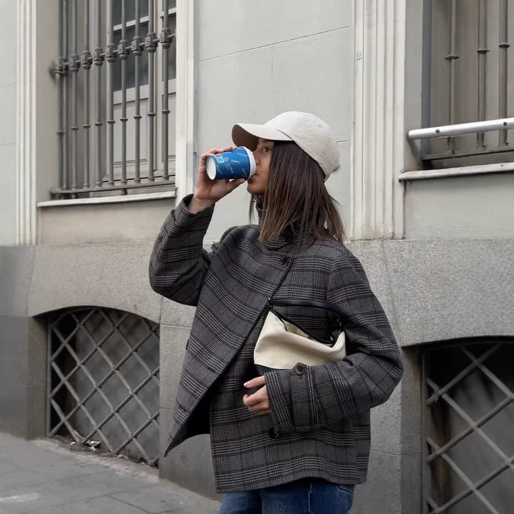 Kvinders ternet oversized jakke med høj krave Stilla