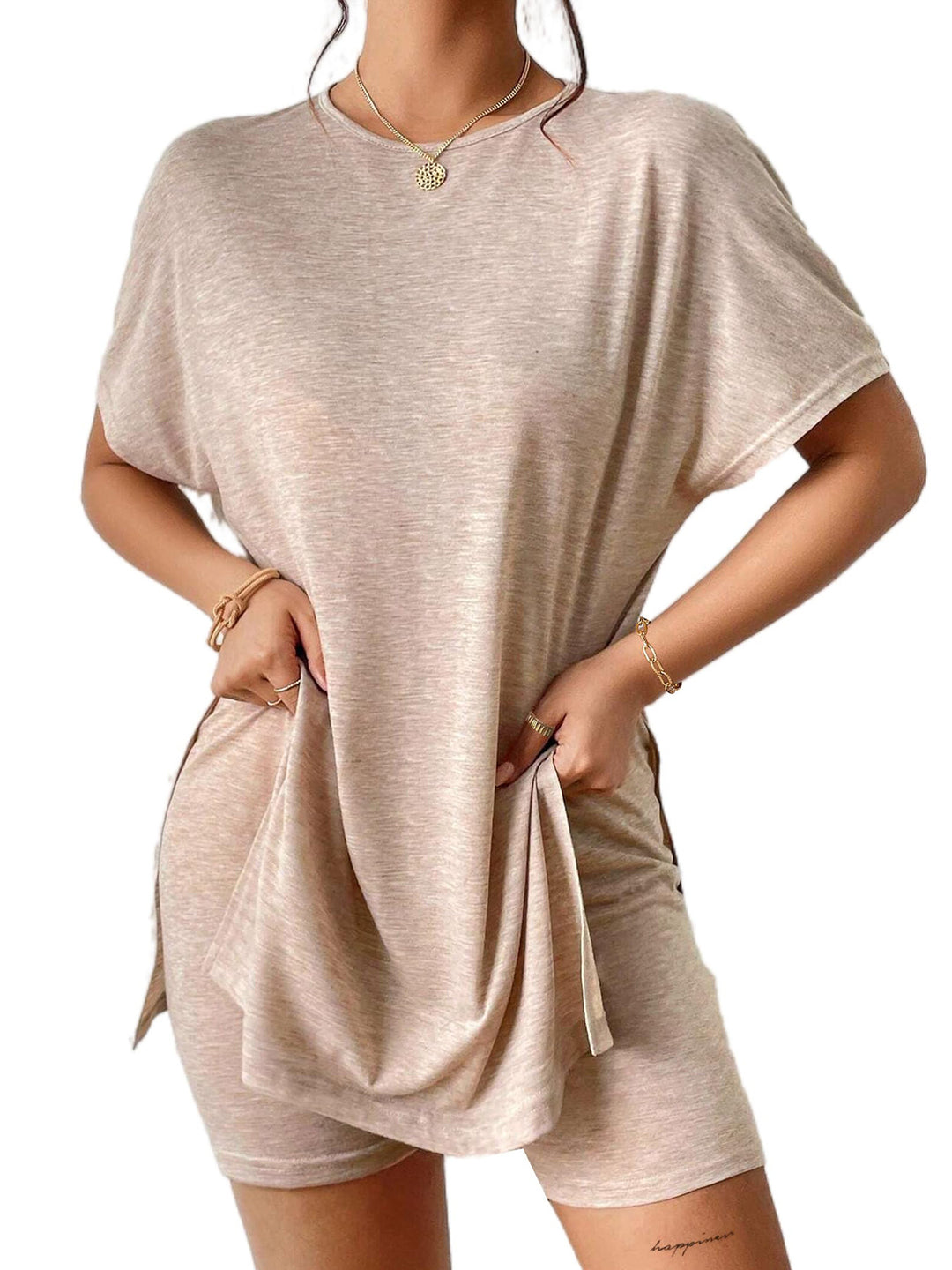 Dame afslappet oversized T-shirt med sidelommer og behagelig pasform Stilla