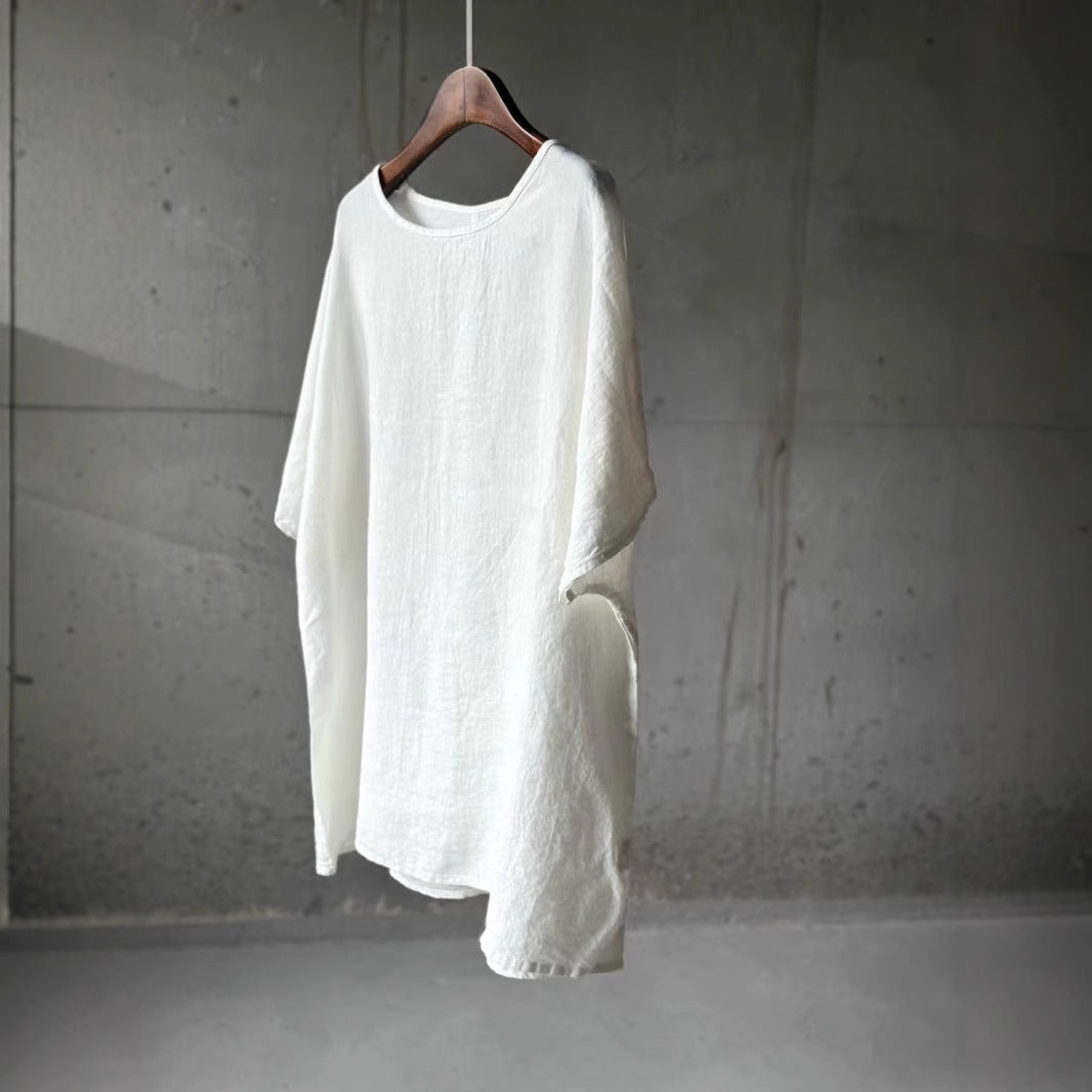 Femme Åndbart Linned Rundhals Top Stilla