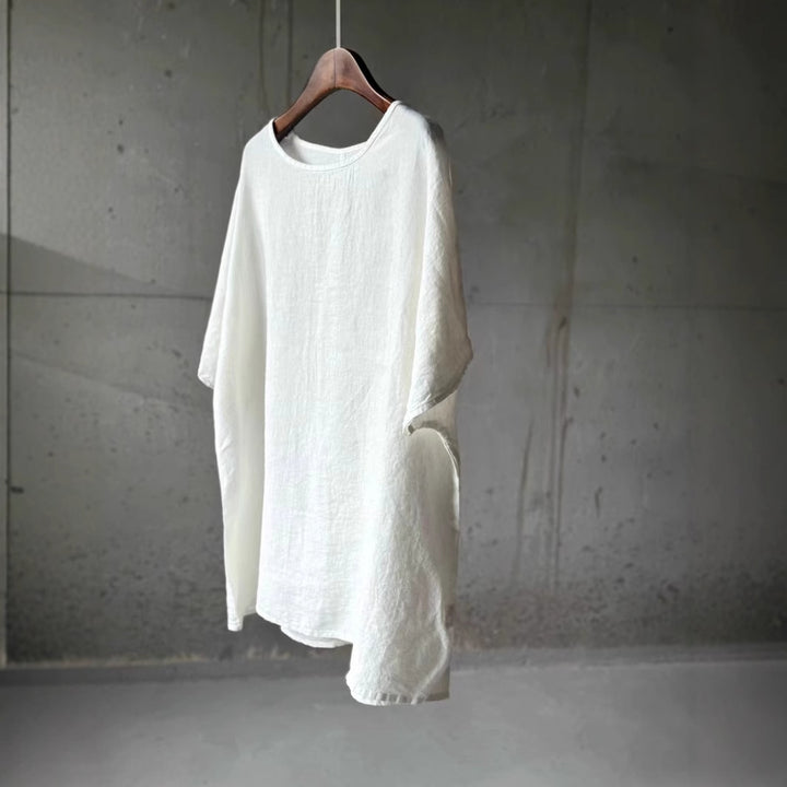 Femme Åndbart Linned Rundhals Top Stilla