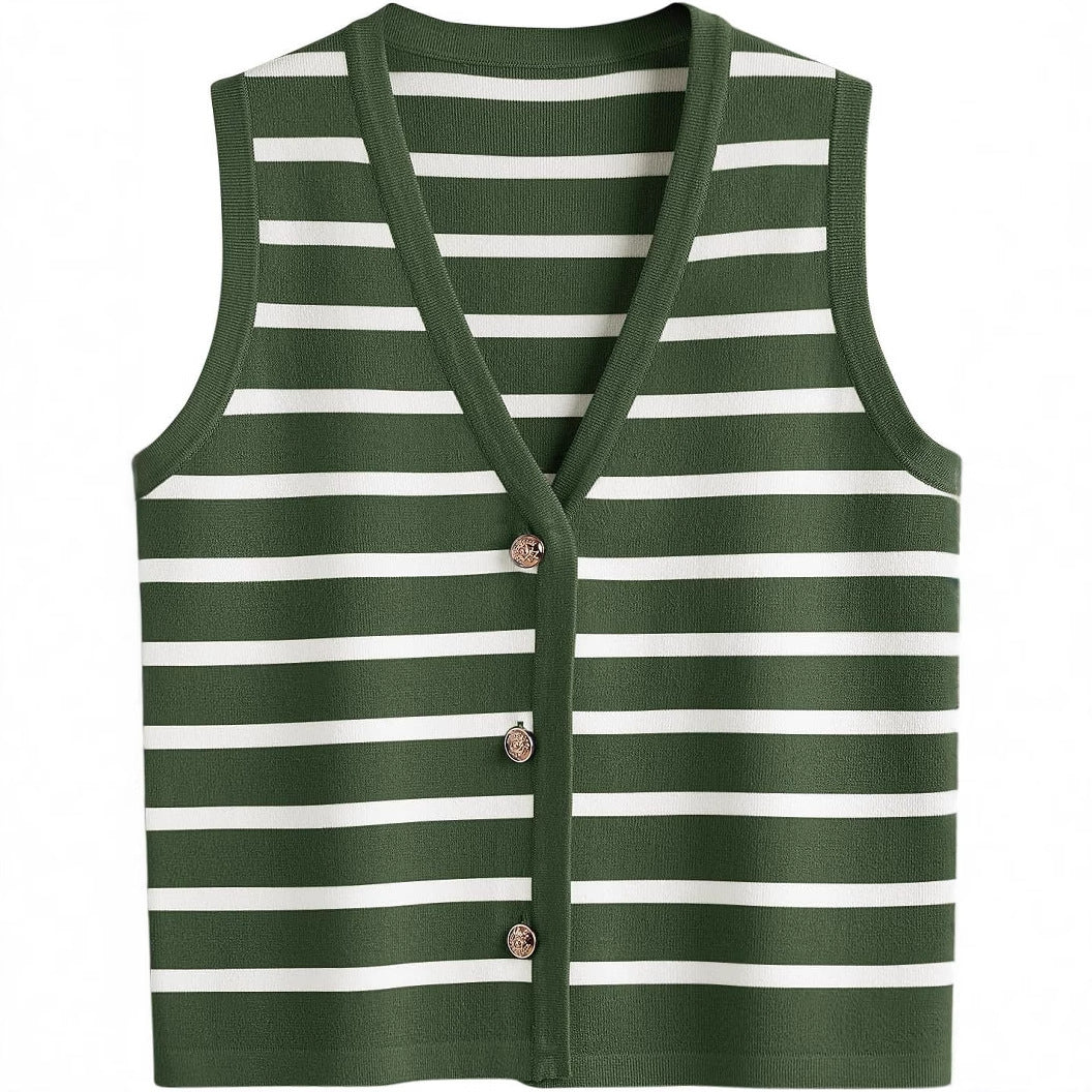 Dame strik cardigan med V-hals og knapper Stilla