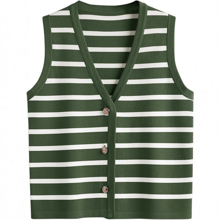 Dame strik cardigan med V-hals og knapper Stilla