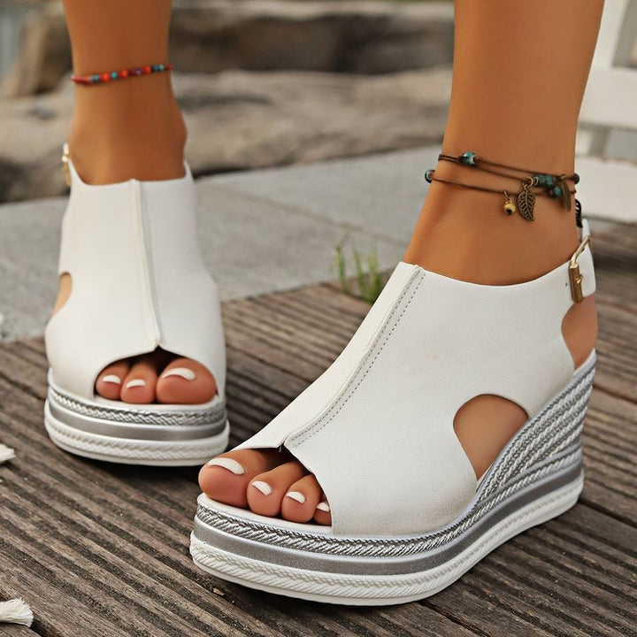 Dame Wedge-sandaler med elegant og åndbart overmateriale Stilla
