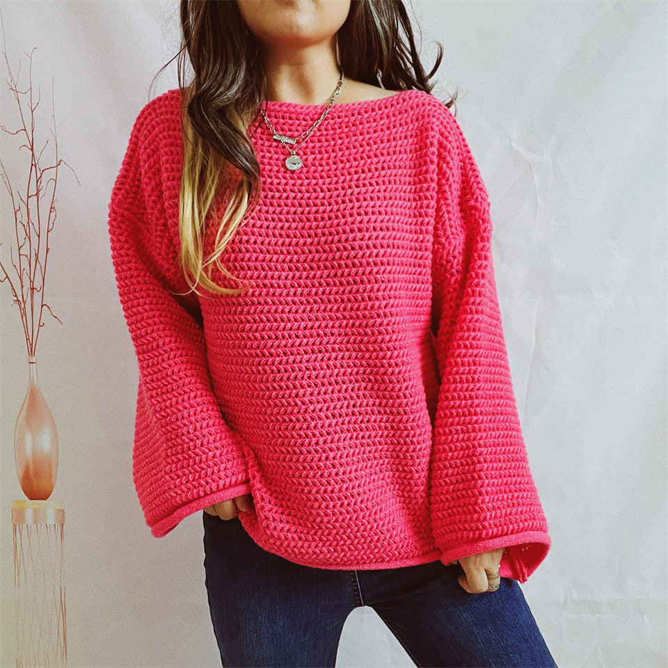 Damernes løse strikkede sweater med en bred skæring og moderne stækmønster Stilla