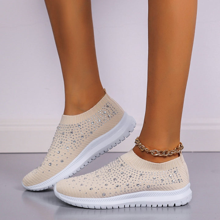 Dame Modiske og glitrende Slip-On Sneakers med åndbart strik-overdel Stilla