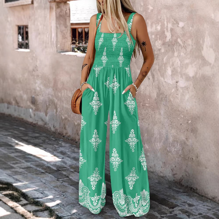 Dame Viddebundet Jumpsuit med elastisk Overdel og praktiske Lommer Skovae