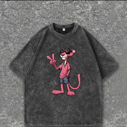 Dame T-shirt med kreativt cartoon-tryk og afslappet snit Stilla