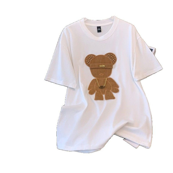 Dame T-shirt med kreativt bjørnemotiv og moderne design Stilla