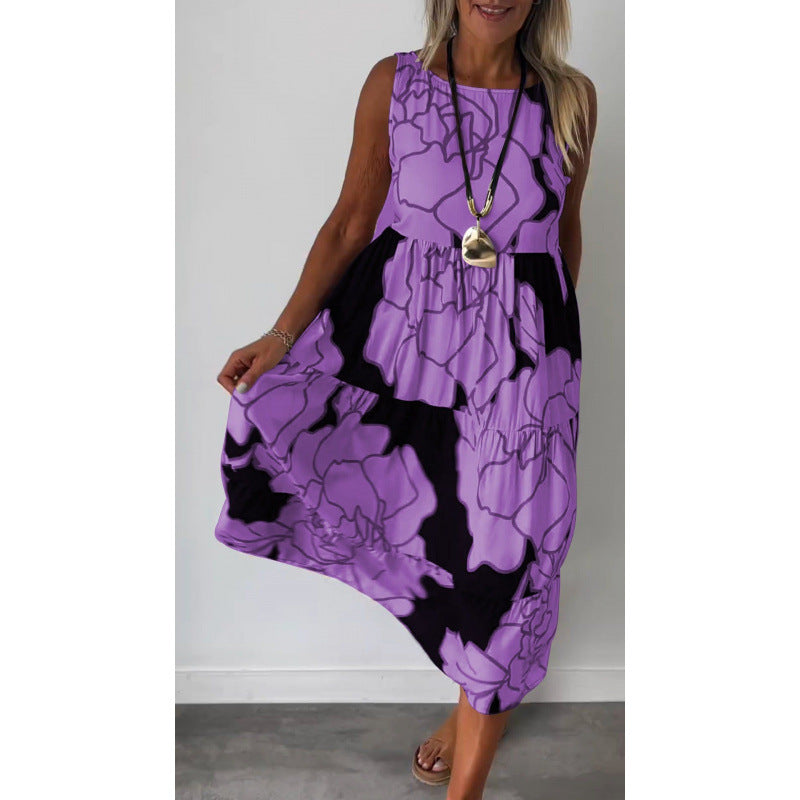 Stilla | Tie-Dress Motefulltrykk Uden Ermer Tie Kjole