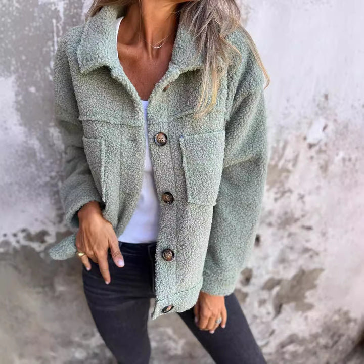 Femme Cozy Fleece Knaplukning Jakke Stilla