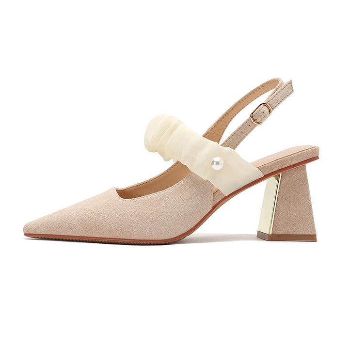 Kvinder Slingback Spids-Fod Hæle med Dekorativ Rem Stilla