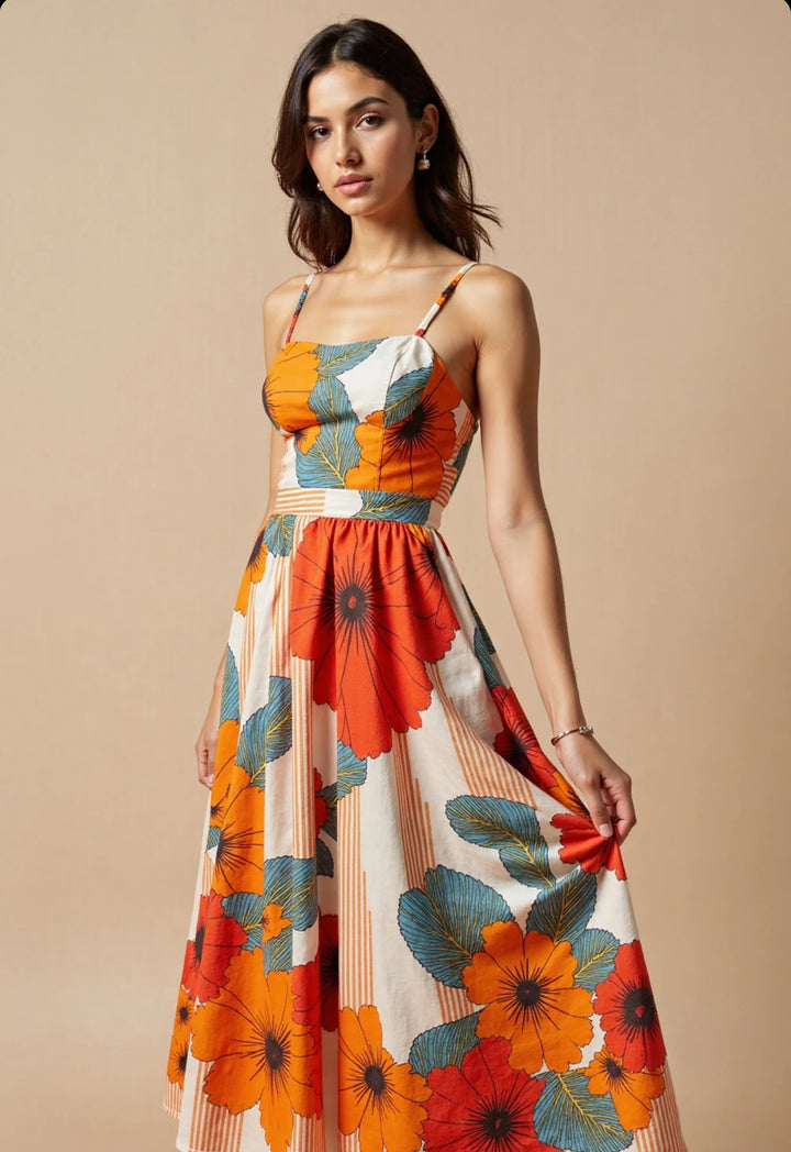 Dame Floral A-linje Maxi Kjole Stilla