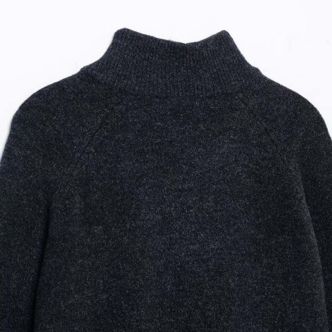 Dame Kort Zip-Up Pullover med Sidelommer Stilla