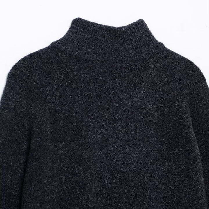 Dame Kort Zip-Up Pullover med Sidelommer Stilla