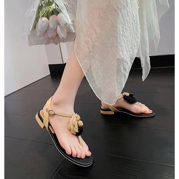 Dame sandaler med floral dekoration og komfortabel fodseng Stilla
