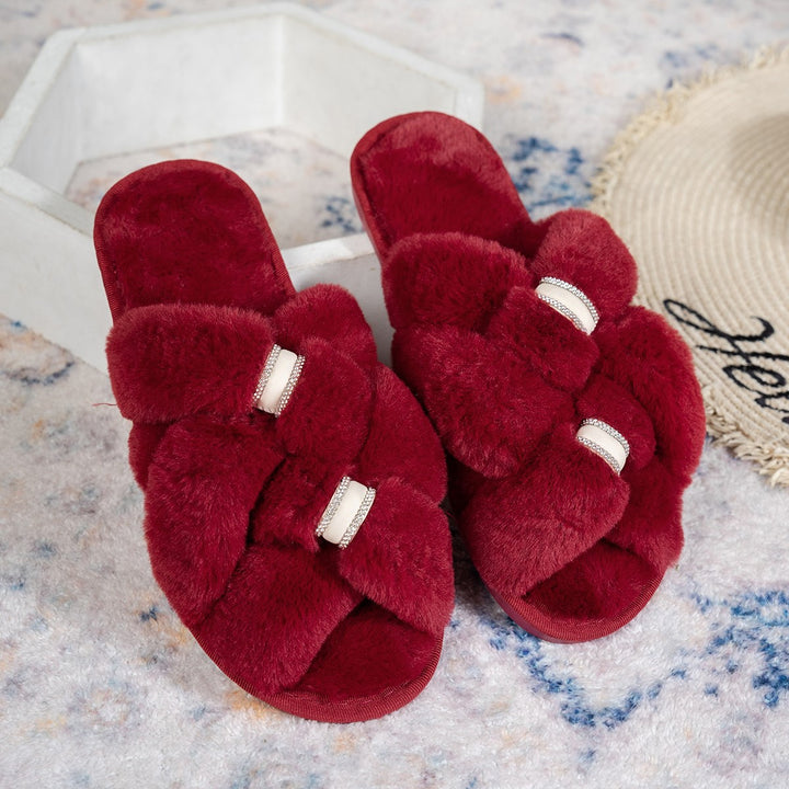 Dame Fuzzy Pantoletter med glamourøst dekorationsdesign Stilla