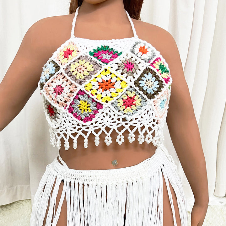 Dame Håndcrochet Vintage Crop Top Stilla