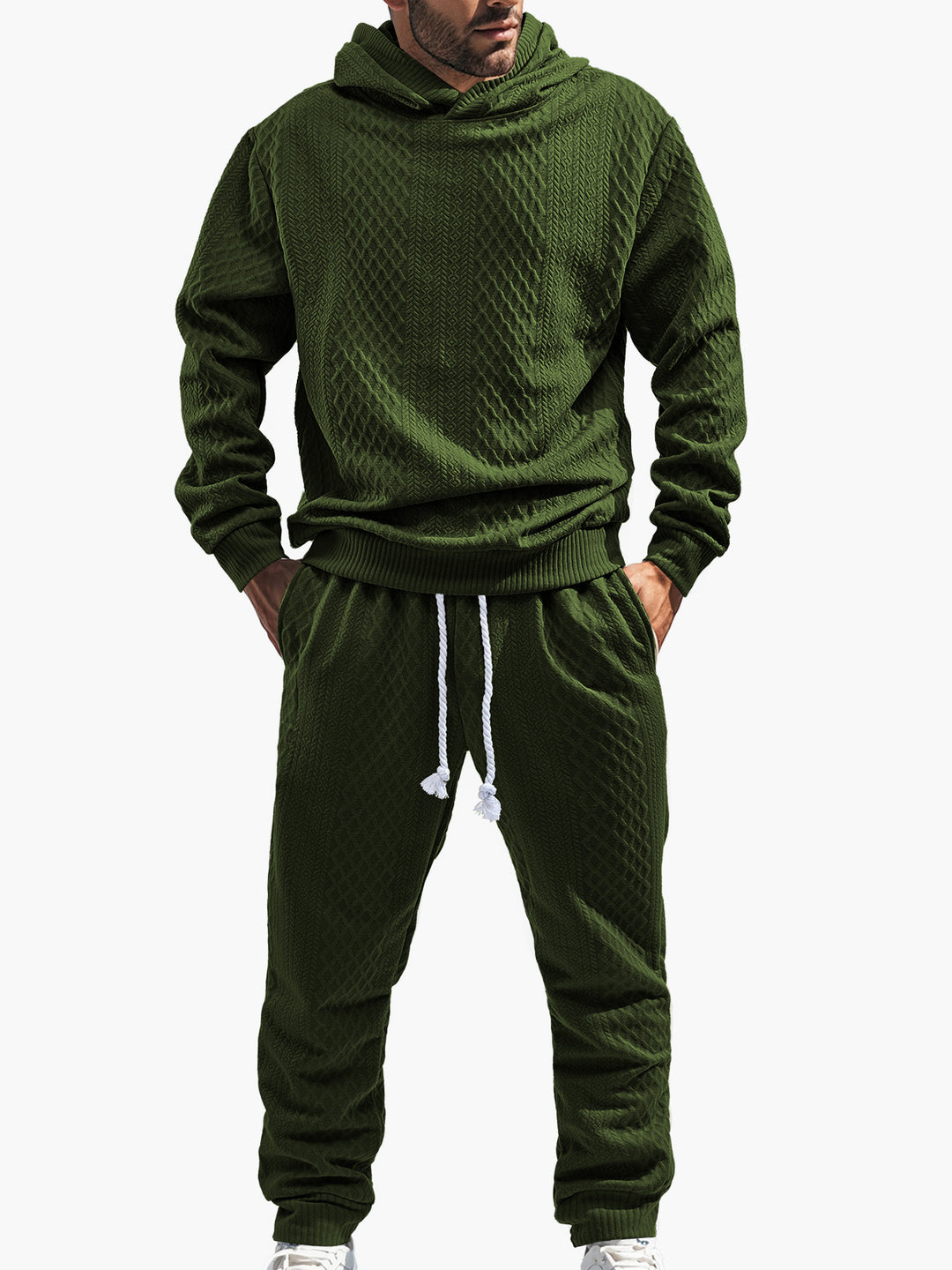 Herre sporty fritidssæt med struktureret design og hævet hætte Stilla