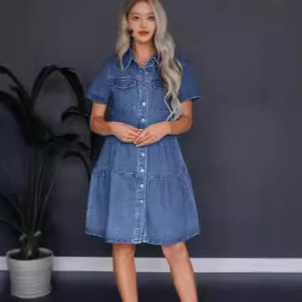 Femme Button-Up Denim Lagkædekjole Stilla