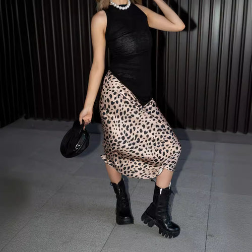 Damer Midi-nederdel med moderne leopardprint og elegant snit Stilla