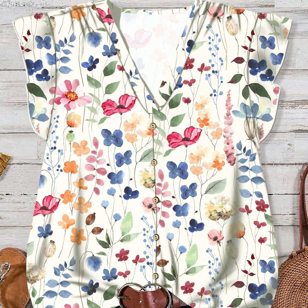 Dame bluse med blomstermønster Skovae