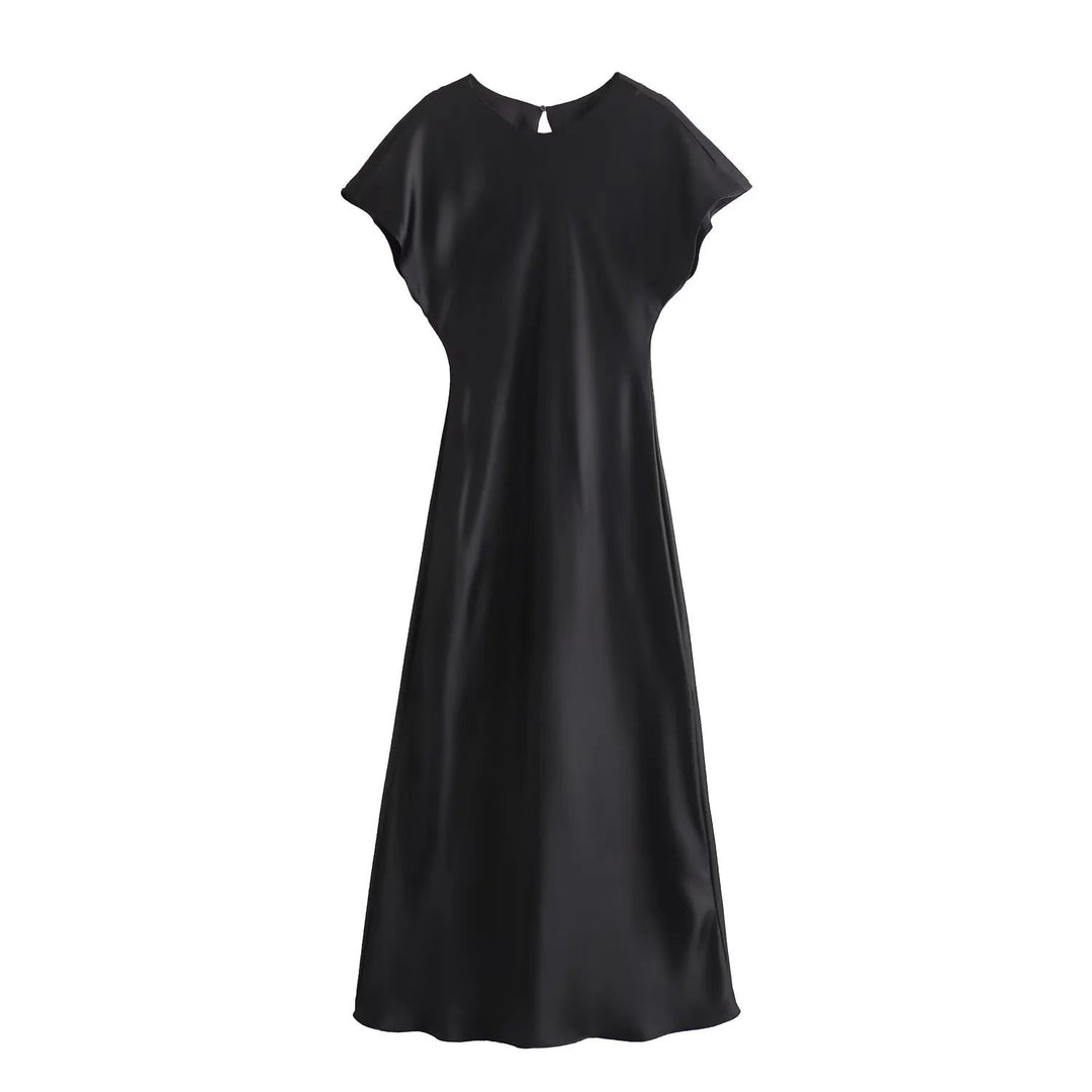 Stilla | Luminous Satin Feel Uden Ærmer Midi Kjole