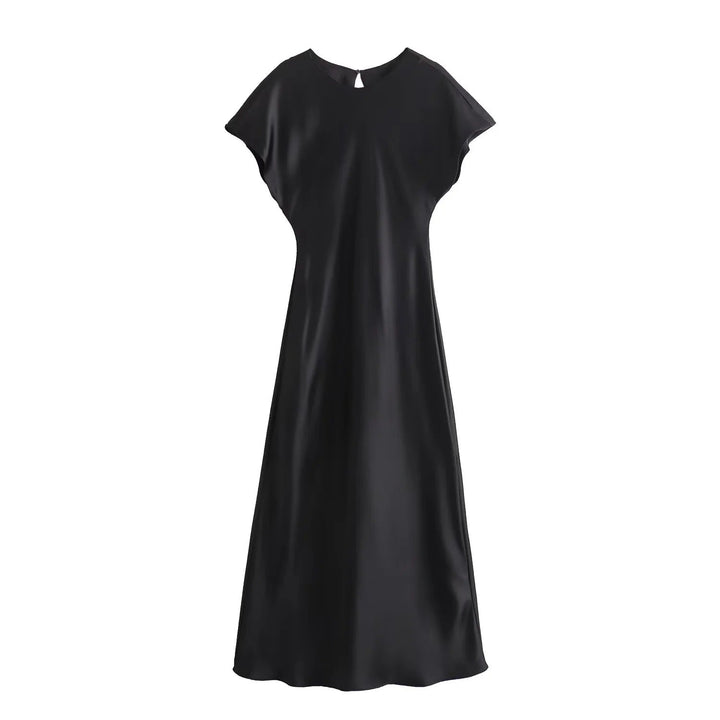 Stilla | Luminous Satin Feel Uden Ærmer Midi Kjole