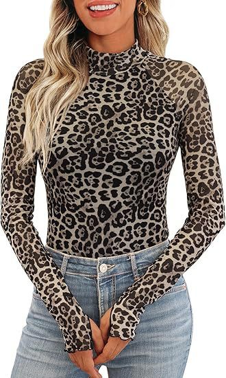 Dame Langærmet top med moderne leopardmønster Stilla