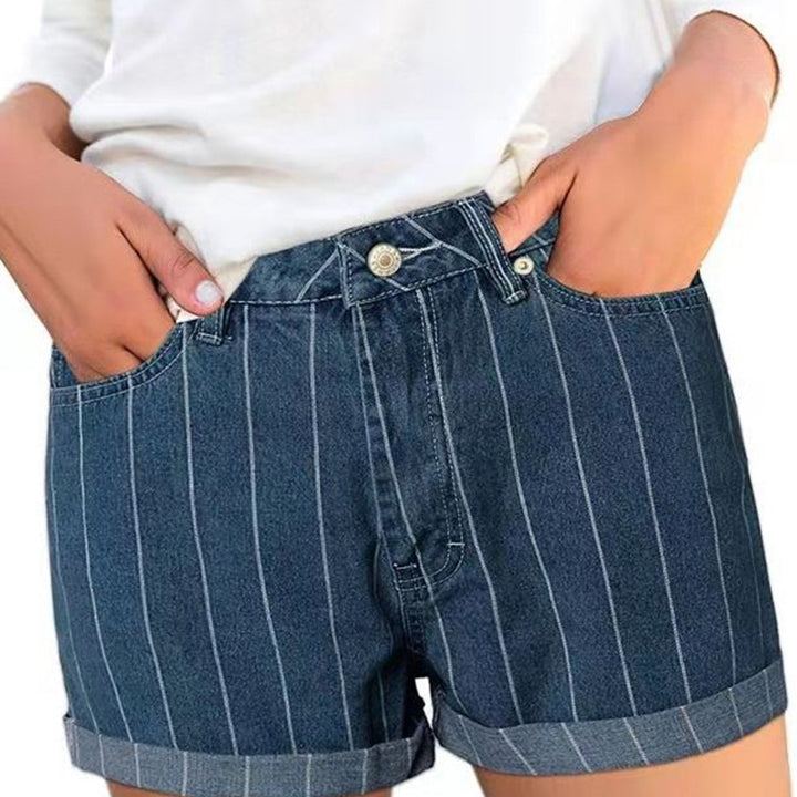 Dame Regular Fit Jeans-Shorts med modestribe mønster Stilla
