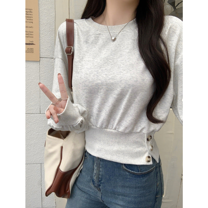 Dame Casual Puffærme Pullover Sweater Stilla