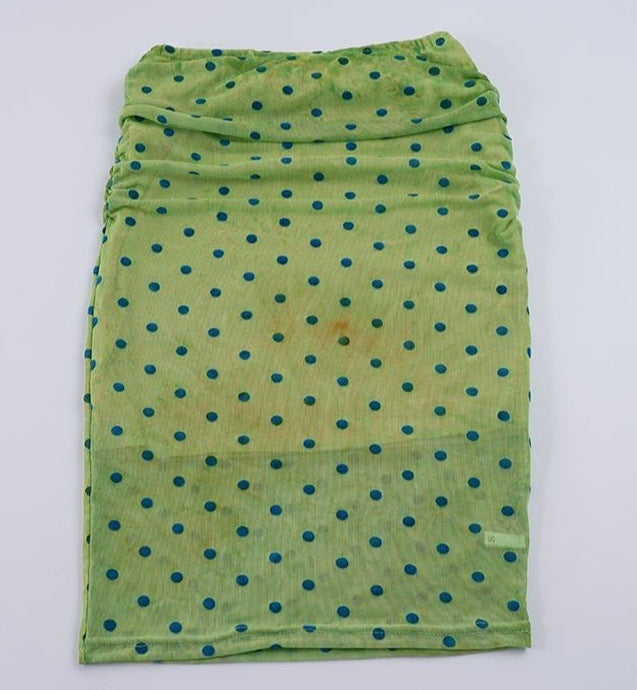 Dame ruffle skirt med legende prikdesign og gennemsigtig kant Skovae