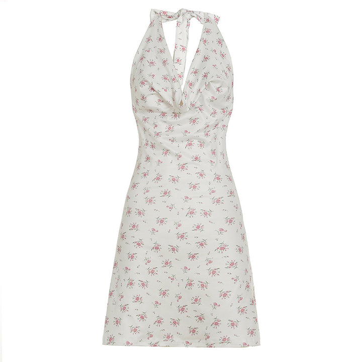 Dame luftigt sommerkjole med legende blomsterprint og dyb v-udskæring Skovae