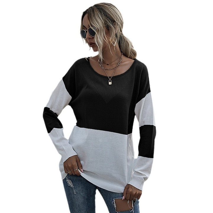 Dame afslappet V-sweater med moderne netdesign Stilla
