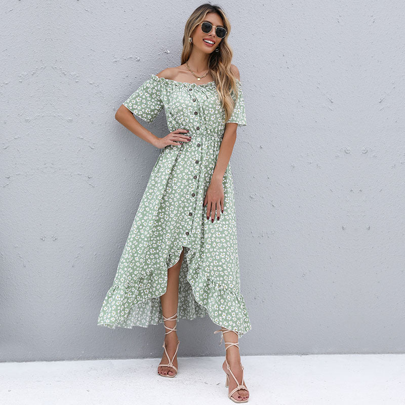 Dame Off-Shoulder Volant Maxi Kjole Stilla