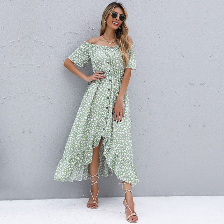 Dame Off-Shoulder Volant Maxi Kjole Stilla