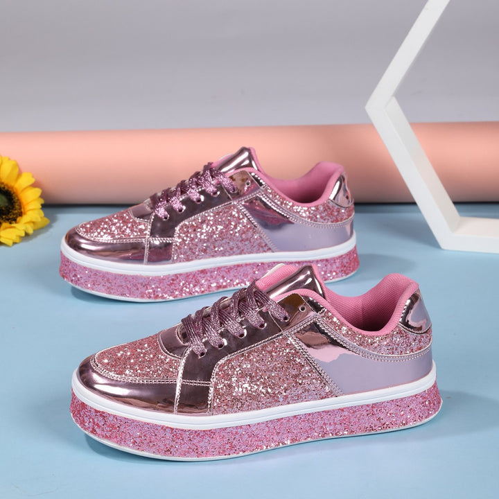 Dame Funklende Plateau-Sneakers Stilla