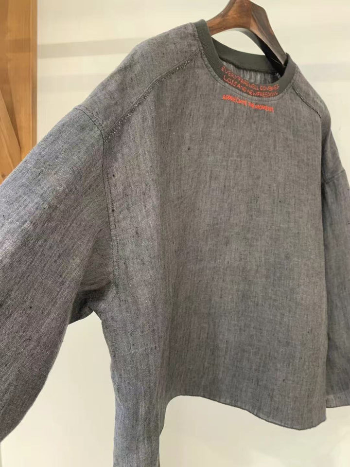 Femme Relaxed Fit Linned Rundhalset Sweatshirt Stilla