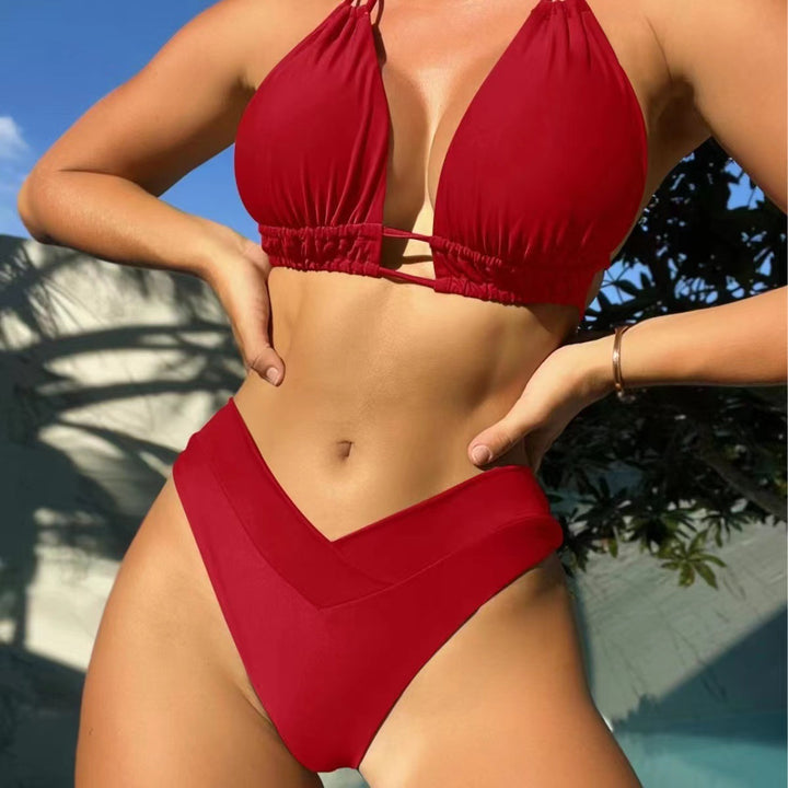 Dame V-hals Trekant Bikini Sæt Stilla
