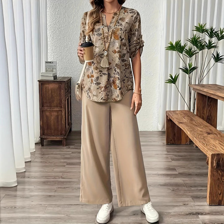 Dame luftig bluse med blomsterdesign og loose fit Stilla