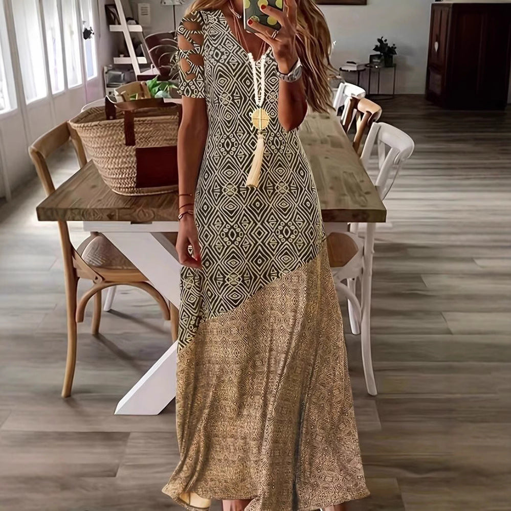 Kvinder Bohemian Maxi Kjole med Cut-Out Ærmer Stilla