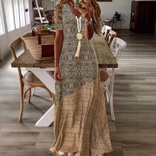Kvinder Bohemian Maxi Kjole med Cut-Out Ærmer Stilla