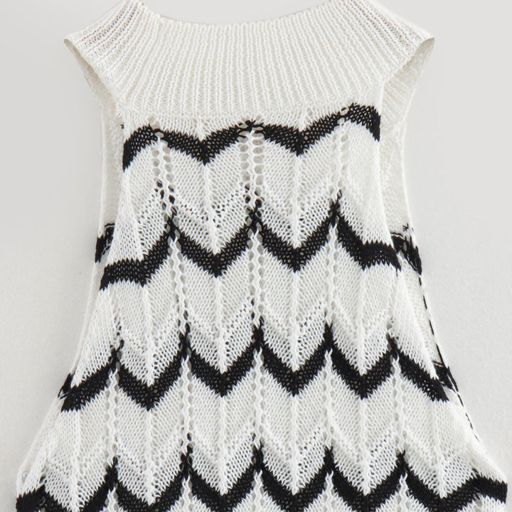Femme Ærmeløs Strik-Maxi-Kjole med Chevron-Mønster Stilla